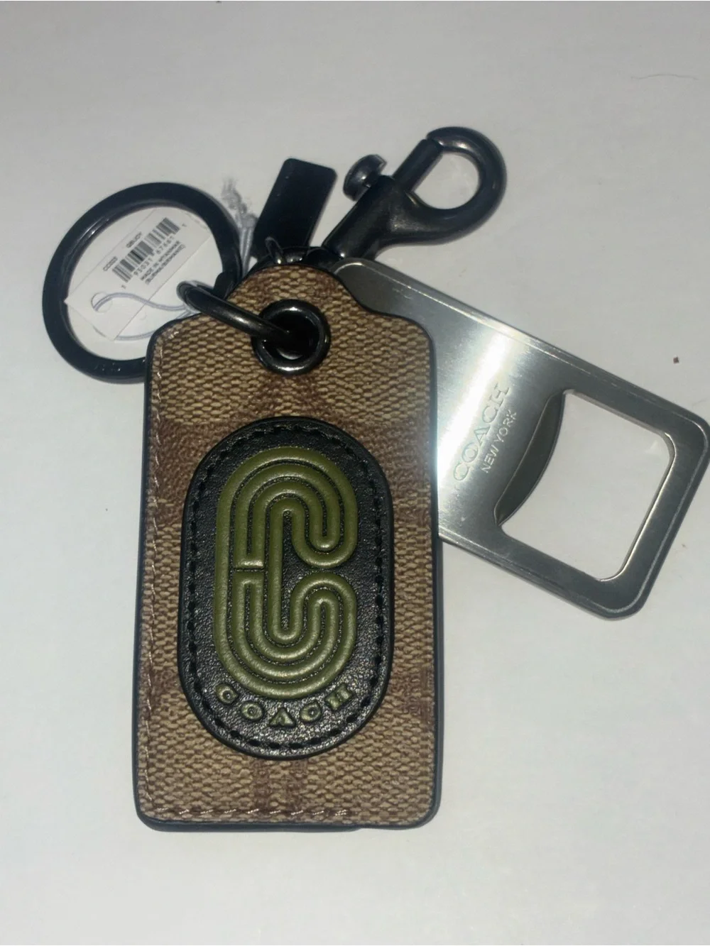 Coach Signature C Logo Unisex Bottle Opener Keyring Bag Charm CC023 NWT